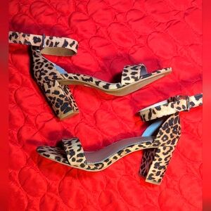 Torrid ankle strap leopard tapered block heels